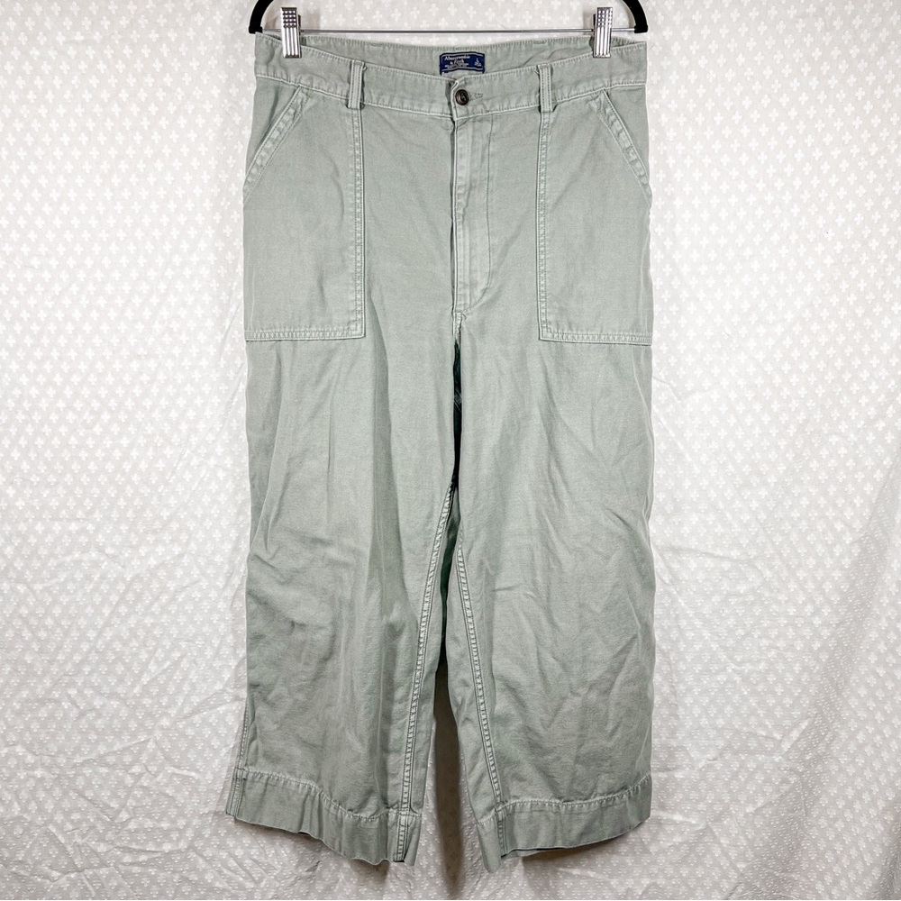 Abercrombie & Fitch Olive Green High Rise Wide Leg Pants